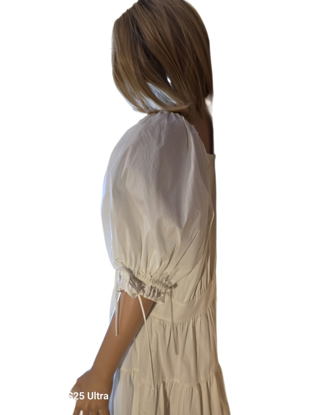 Rachel Parcell Soft White/Ivory Puff Sleeve Tiered Mini Dress - Size XL EUC - Picture 12 of 15